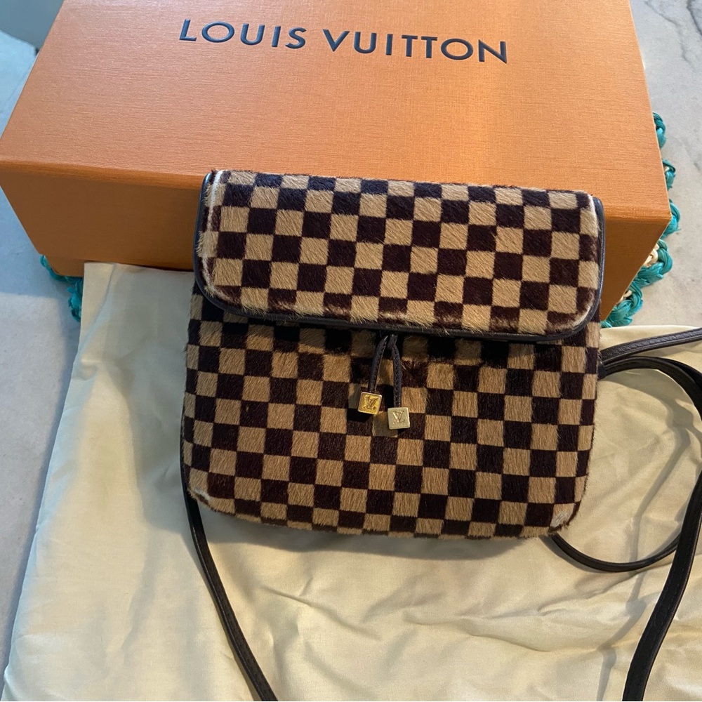 Louis Vuitton Damier Sauvage Pouchette! Vintage pony hair Crossbody/Waist Bag!